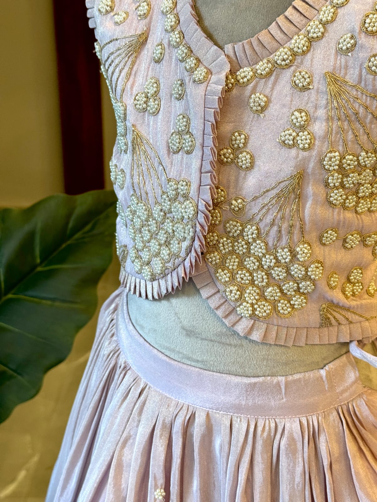 Pearl Embellished Lavender Ghaghra and Blouse