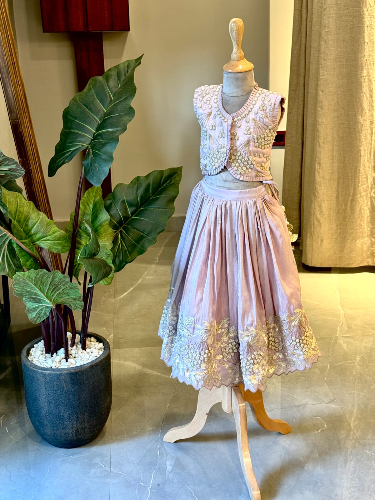 Pearl Embellished Lavender Ghaghra and Blouse