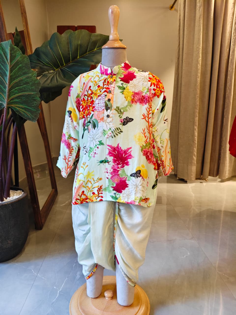 MINT BUTTERFLY KURTA &MINT GREEN DHOTI