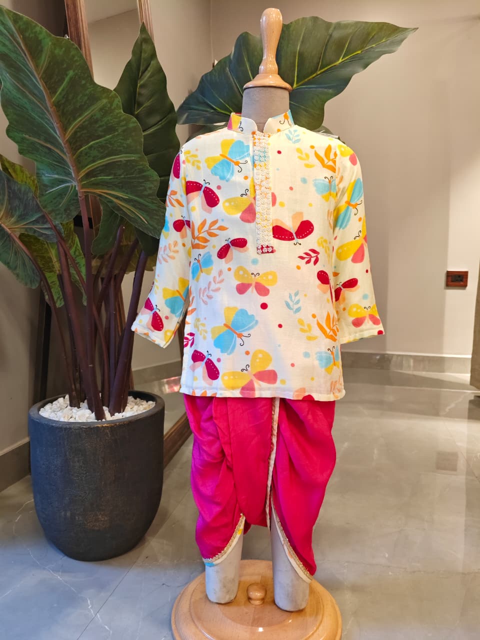 BUTTERFLY PRINT KURTA WITH DHOTI PANT for 2 Years Old