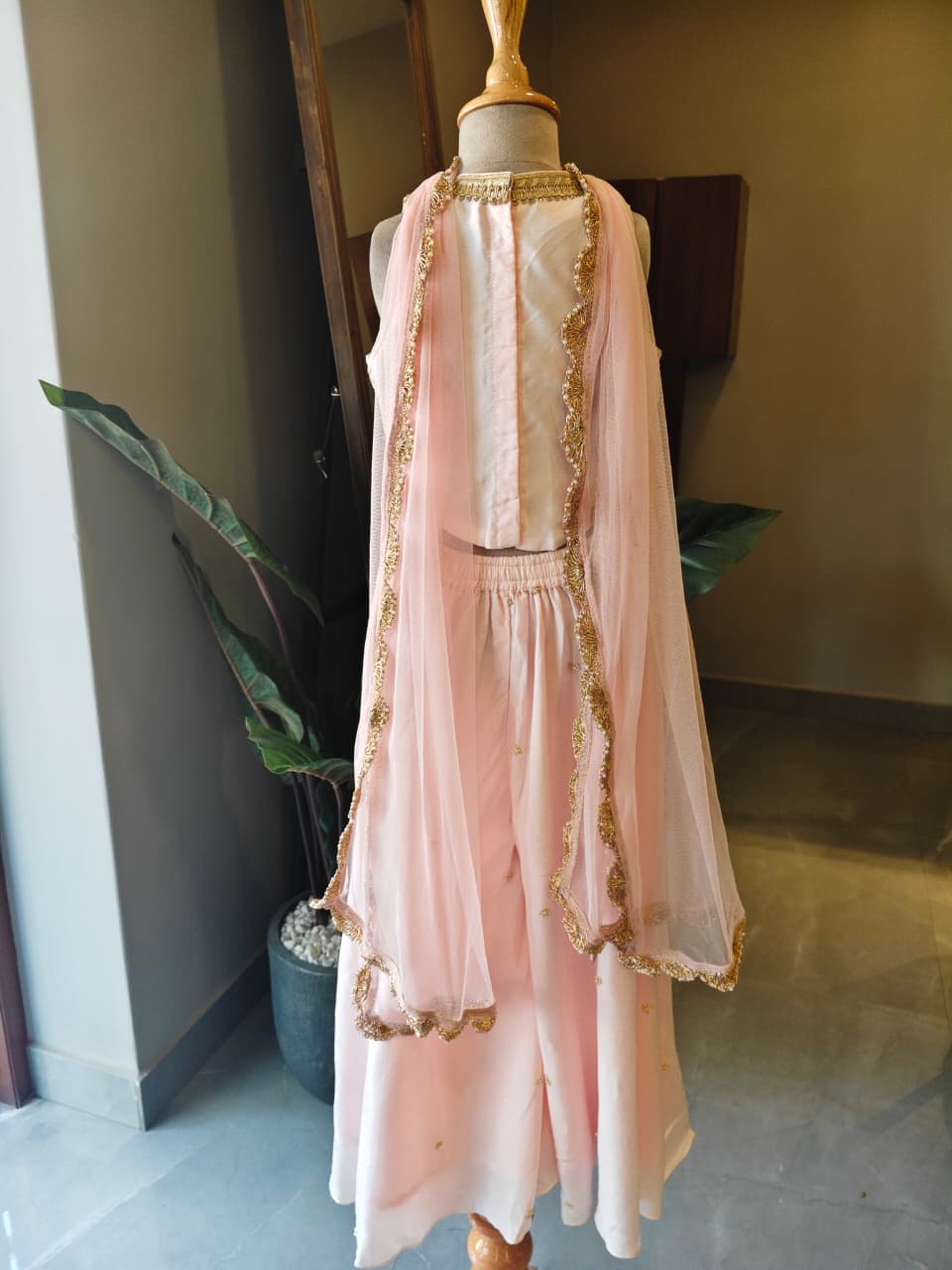 PINK ZARI EMBROIDERED TOP & FLARE PANT WITH DUPATTA