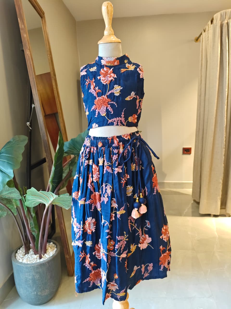 Parsee Thread Embroidered Delicate Blue Ghaghra for 2 Years Old