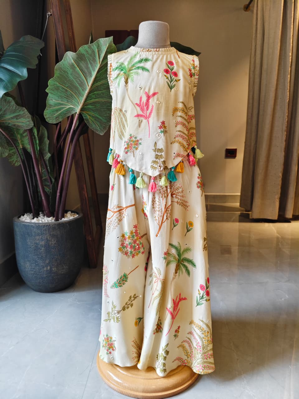 Gokul Print Forest style top with Flare Pant for 1 Years Old