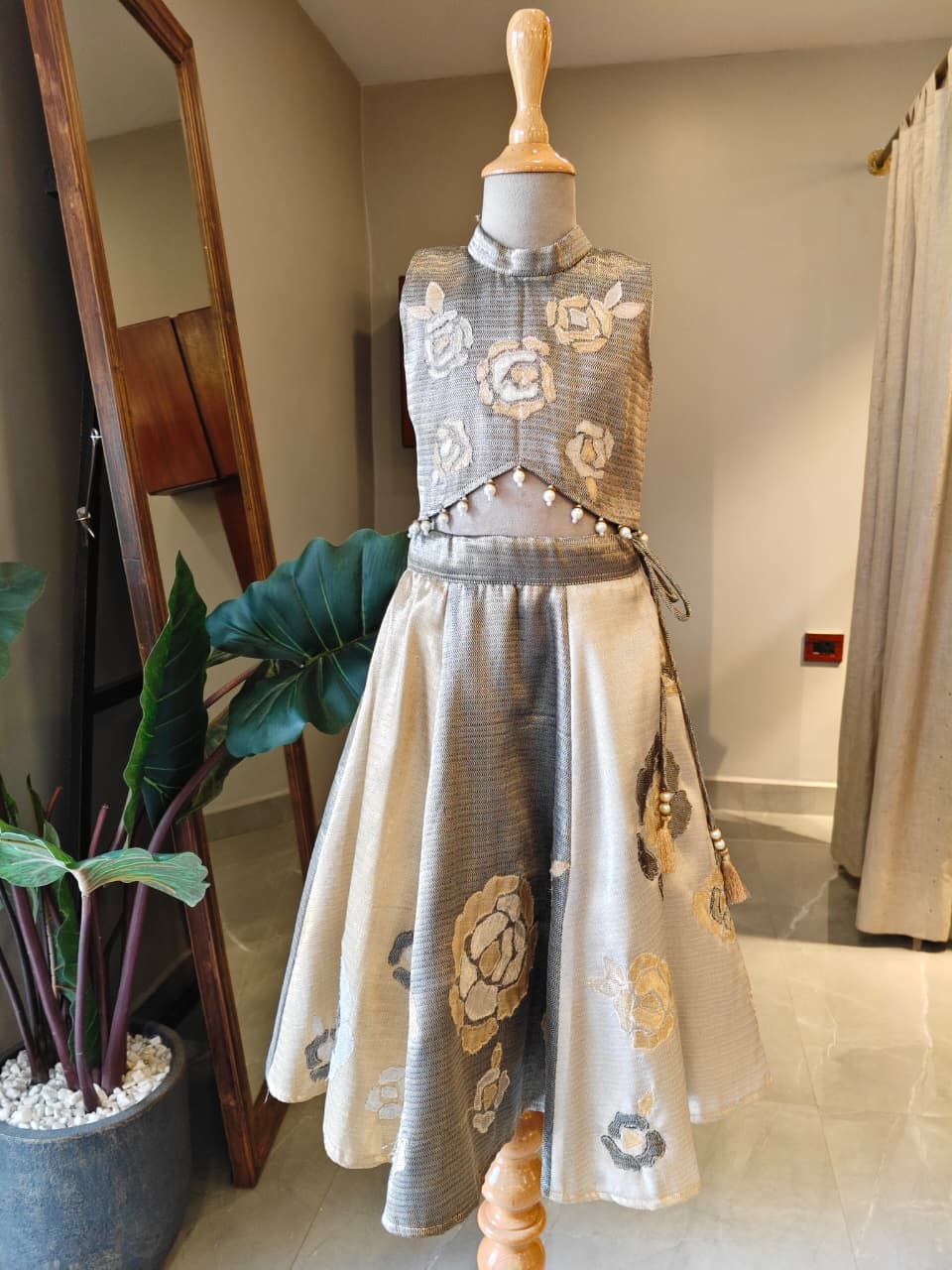 Applique Brocade Ghaghra and Blouse for 2 Years Old