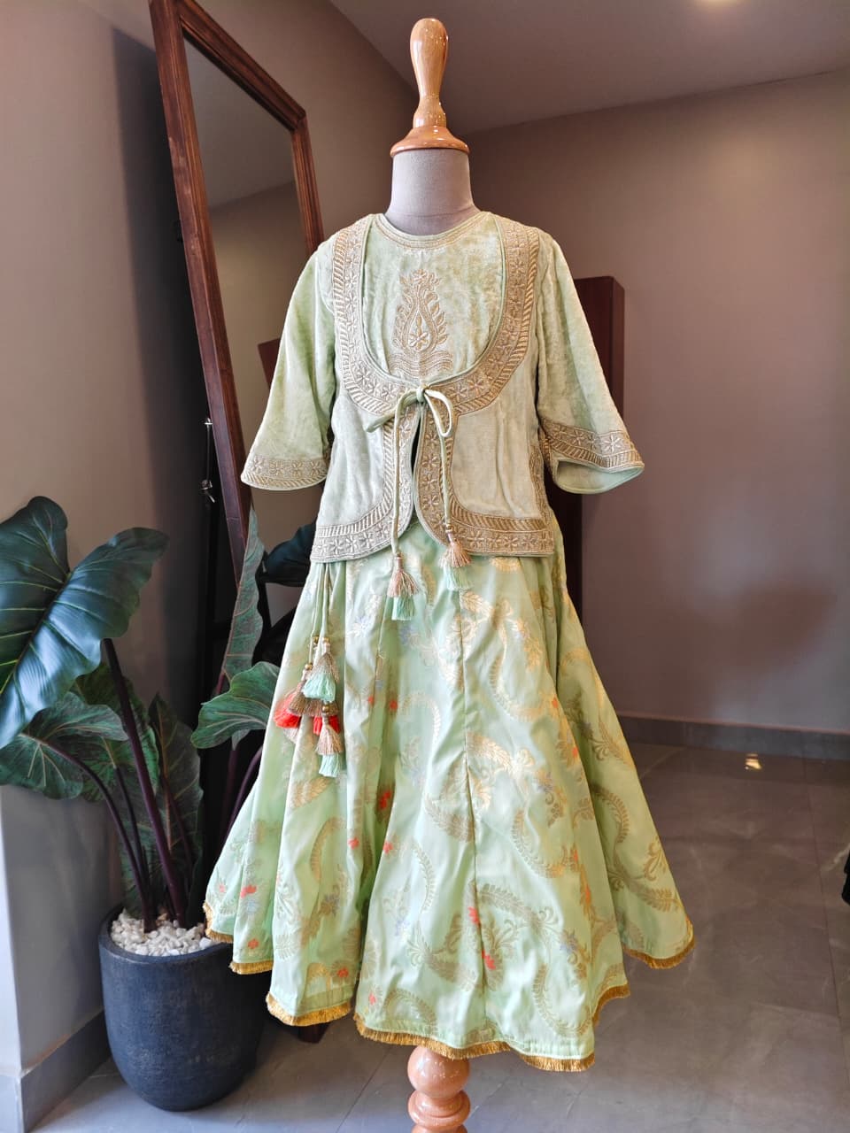 Velvet Top with Brocade Kali Ghaghra for 3 Years Old