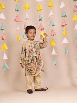 Beige Cowl kurta Set