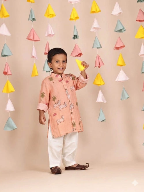 Pink Cow Kurta Set