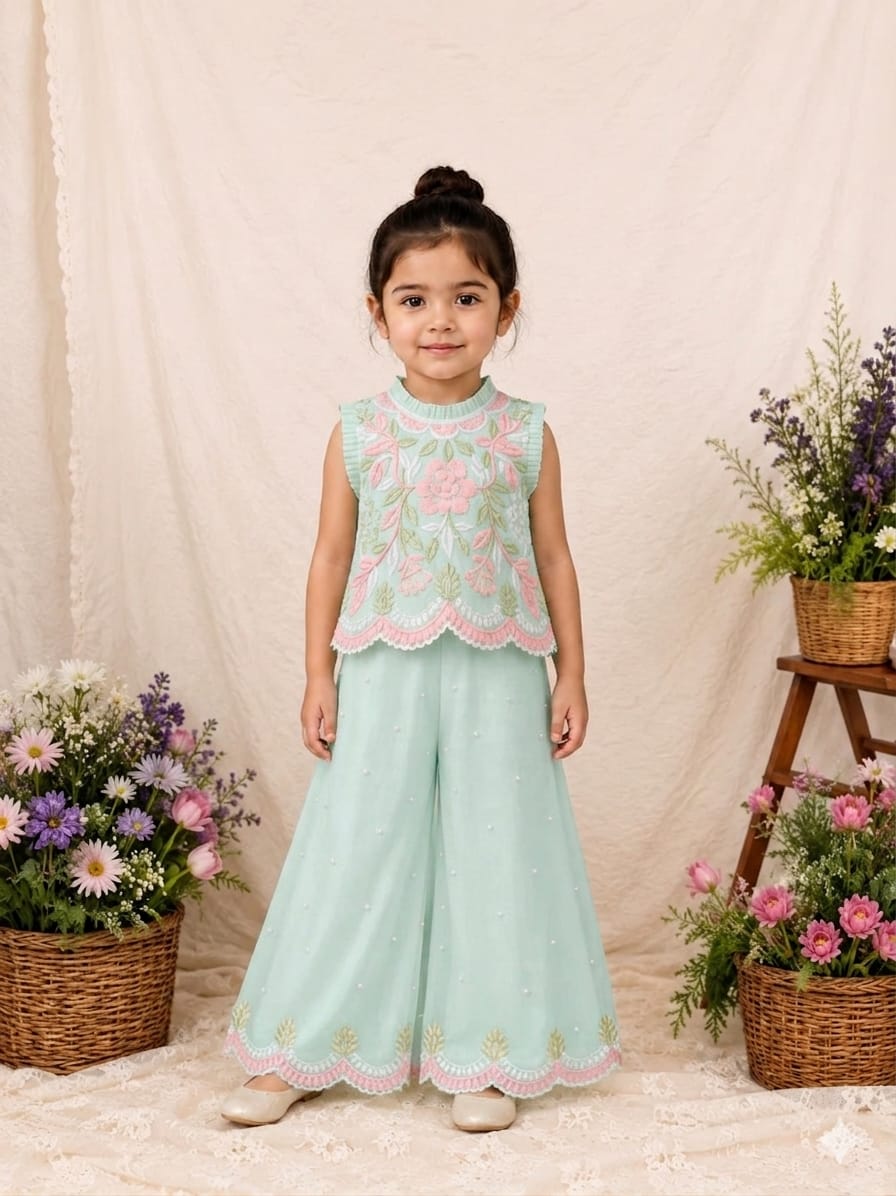 Organza Thread embroidery Top and Pants