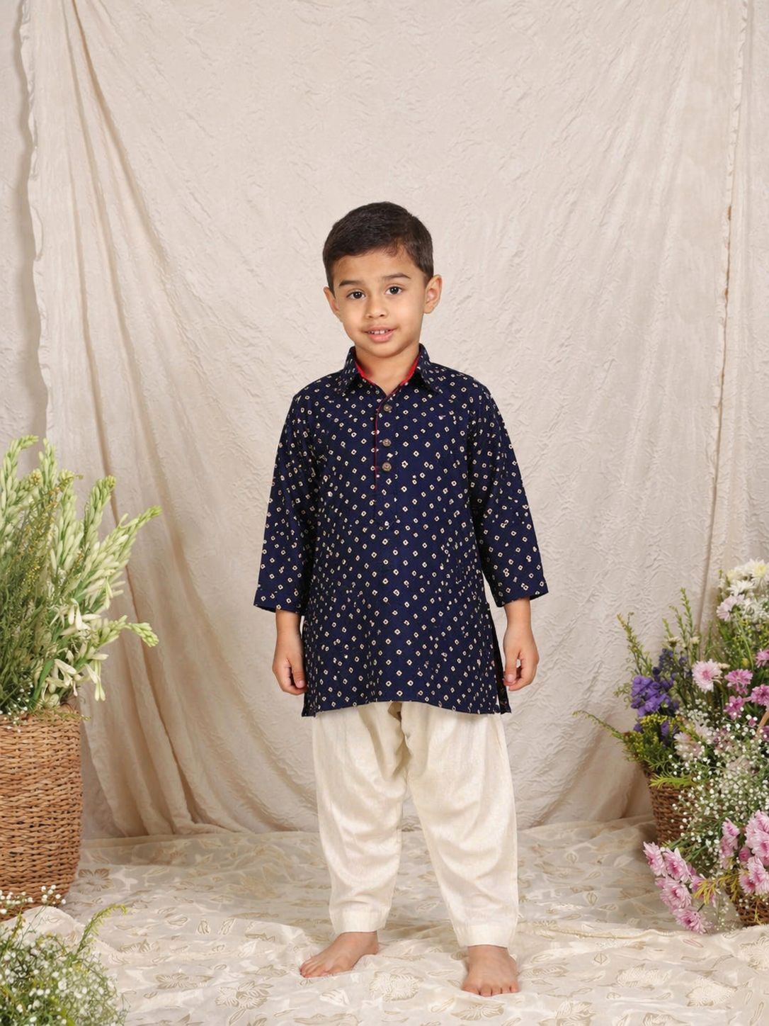 BLUE BANDHEJ PATHANI WITH PATIALA for 6 months Old