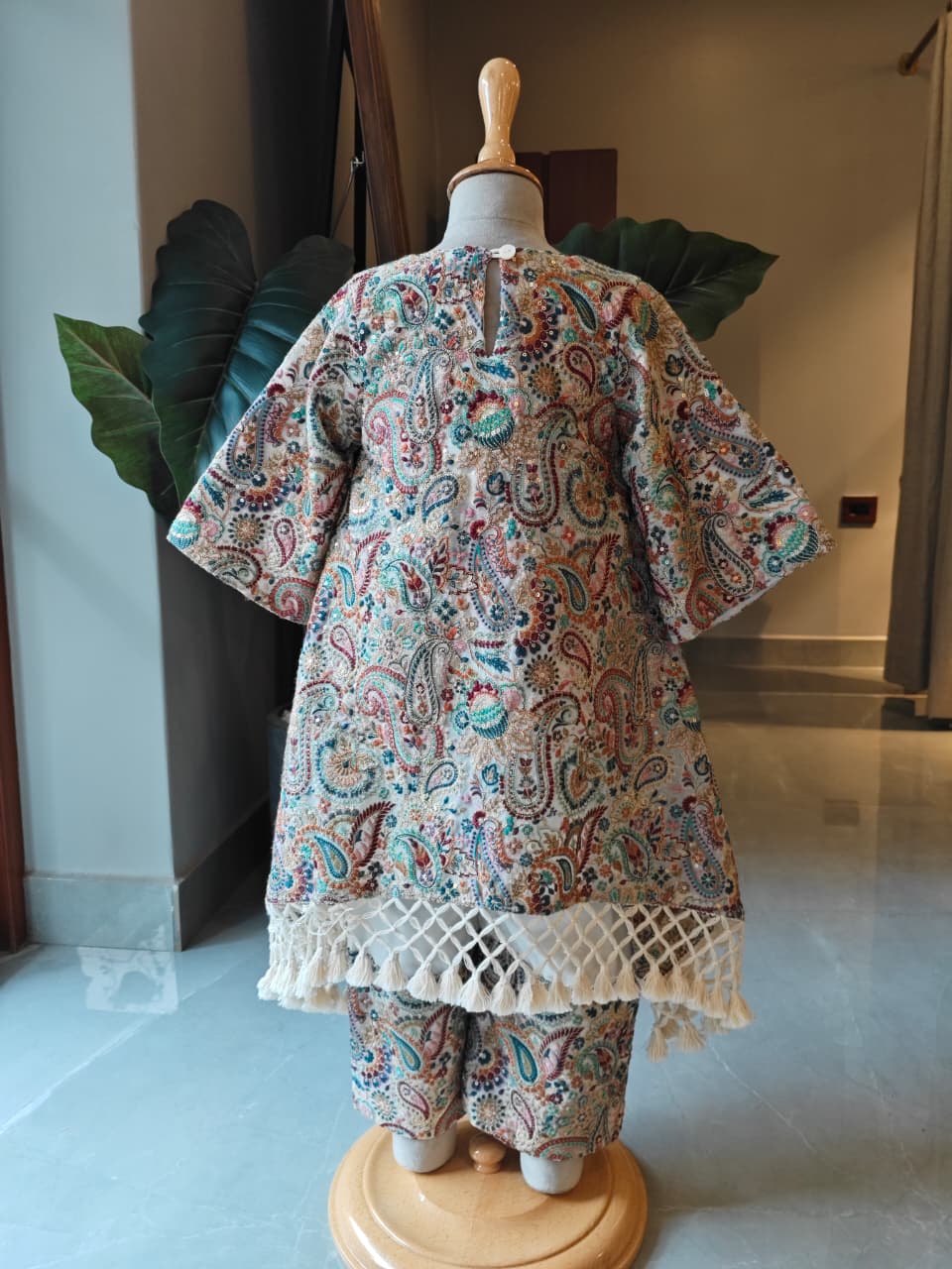 Multicolour Thread Kaftan with Straight Pant for 3 Years Old