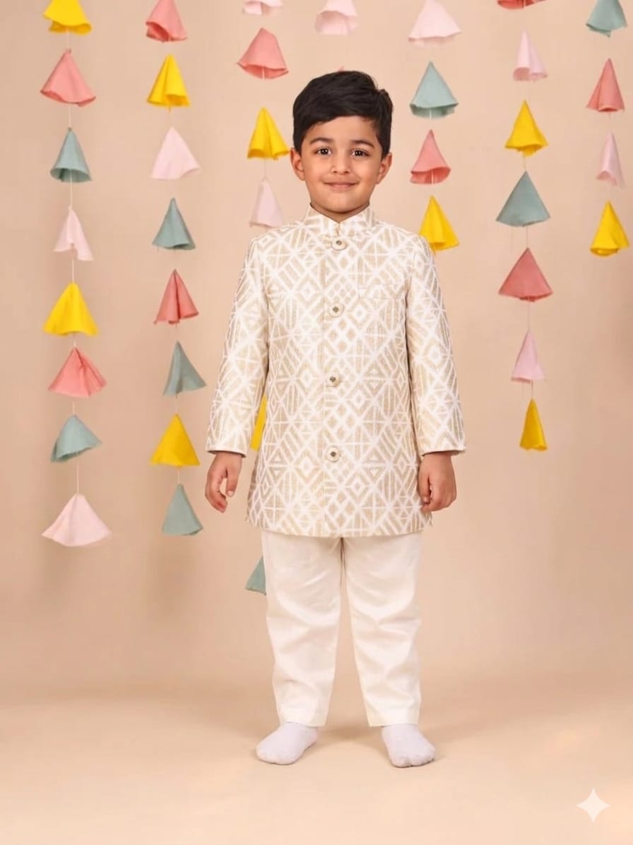 Elegant Front-Open Sherwani With Pyjama for 2 Years Old