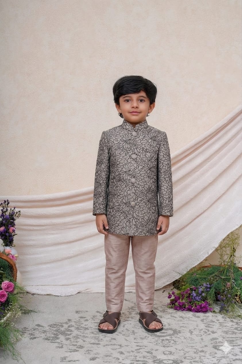 Lavender Thread Sherwani for 2 Years Old