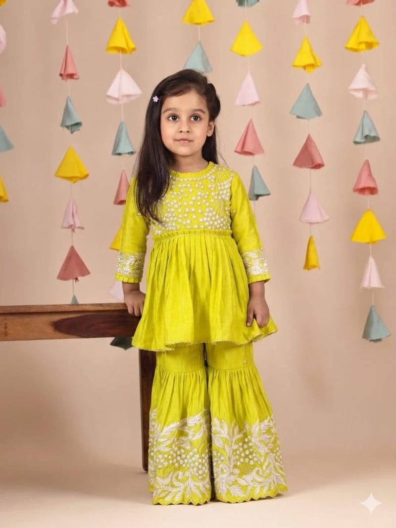 Lime Green Peplum Sharara