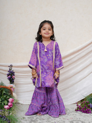 Purple Printed Kurta Sharara - RTS