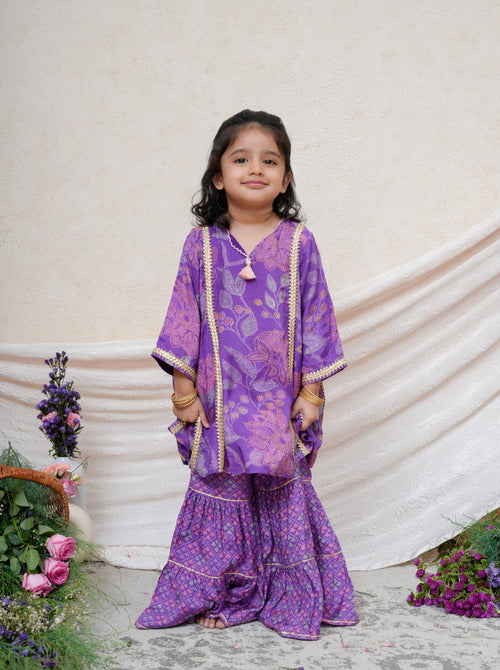 Purple Printed Kurta Sharara - RTS