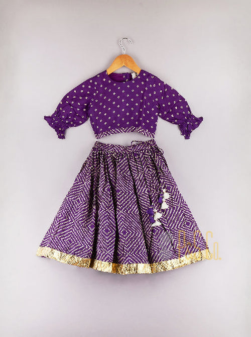 Purple Bandhani Ghaghra Set - RTS