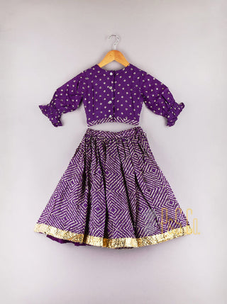 Purple Bandhani Ghaghra Set - RTS