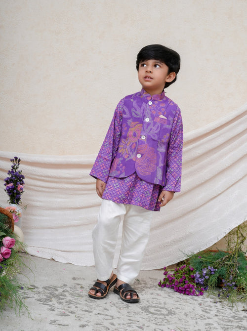Purple Nehru Jacket Set - RTS