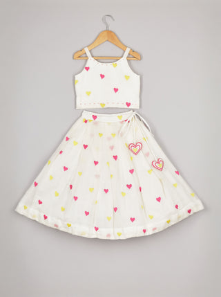 White Heart Ghagara Set
