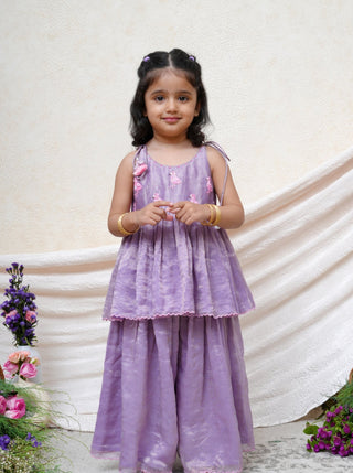 Lavender Tissue Peplum Flare Pant
