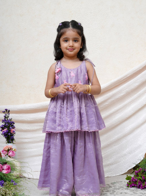 Lavender Tissue Peplum Flare Pant