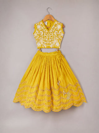 Thread Embroidered Lehenga Set