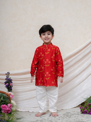 Red Chanderi Kurta Set