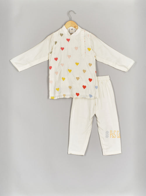 Heart Embroidered Kurta Set