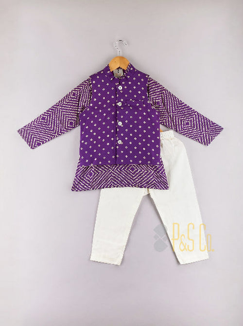 Bandhej Jacket Kurta Set - RTS