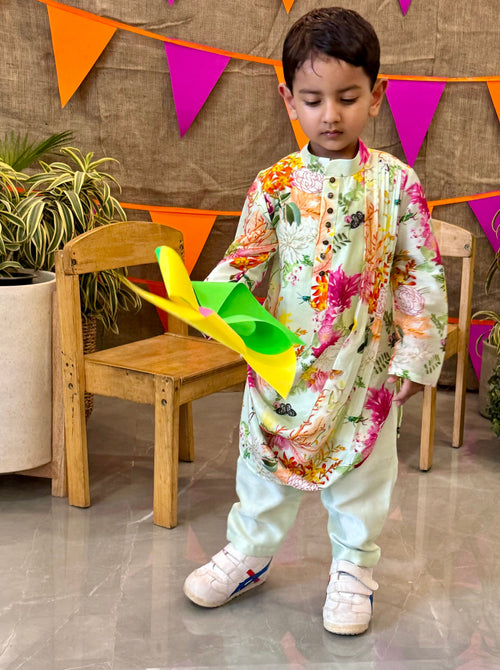 Mint Cowl Kurta Pyjama