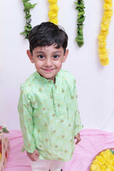 Lime Green Bandhani Kurta and Pyjama Set - P&S Company