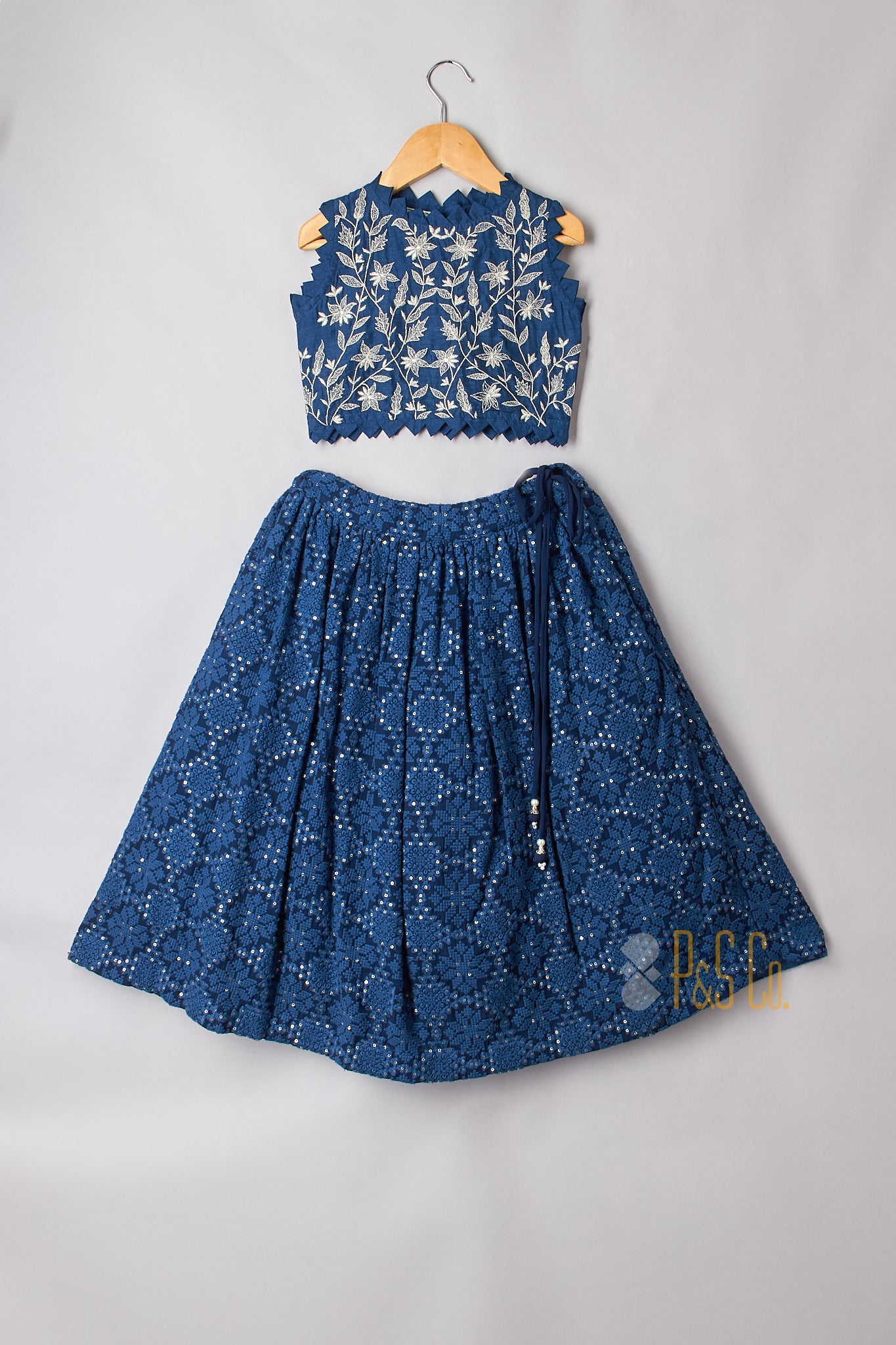 Zari Thread Embroidered Top With Sequin Work Lehenga - P&S Company