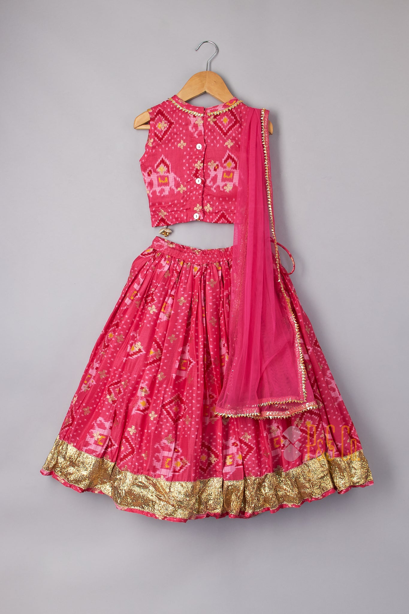 Pink Patola Elephant Print Ghagara - P&S Company
