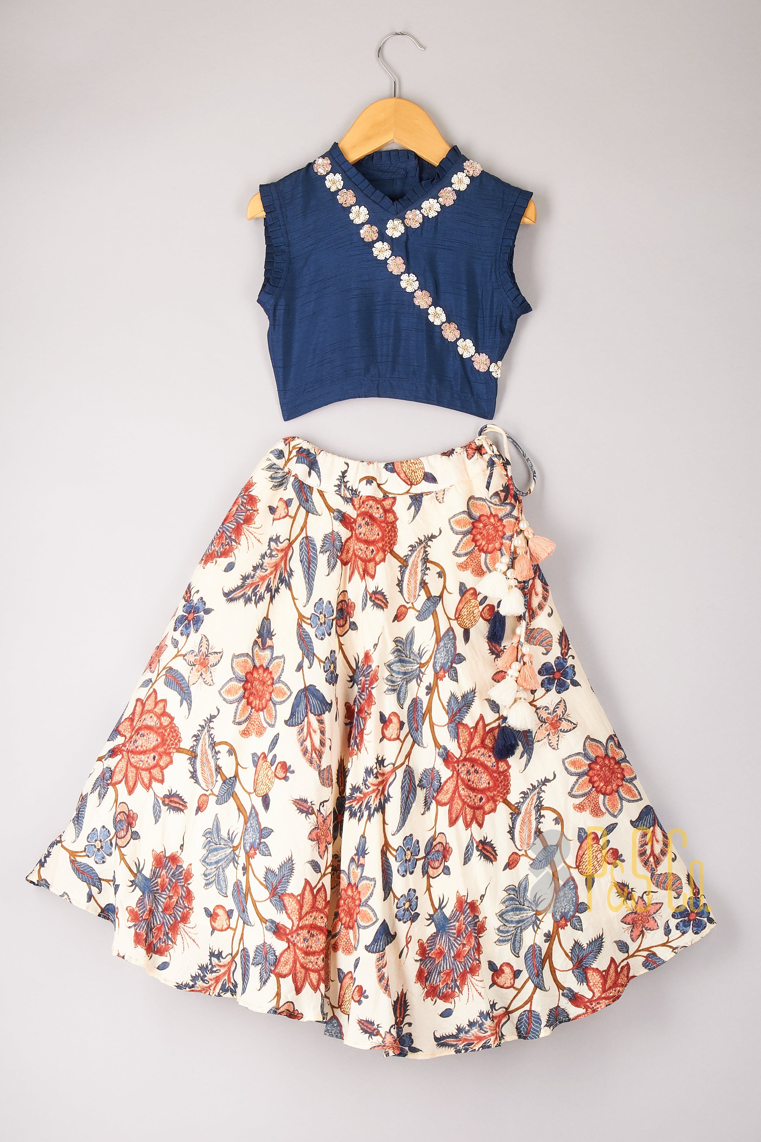 Floral Sequin Work Top With Printed Lehenga - P&S Company