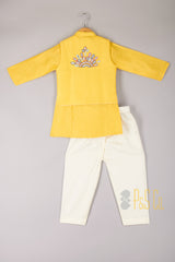  Multi Colour Thread Work Jacket with Yellow Kurta and Pyjama - P&S Company