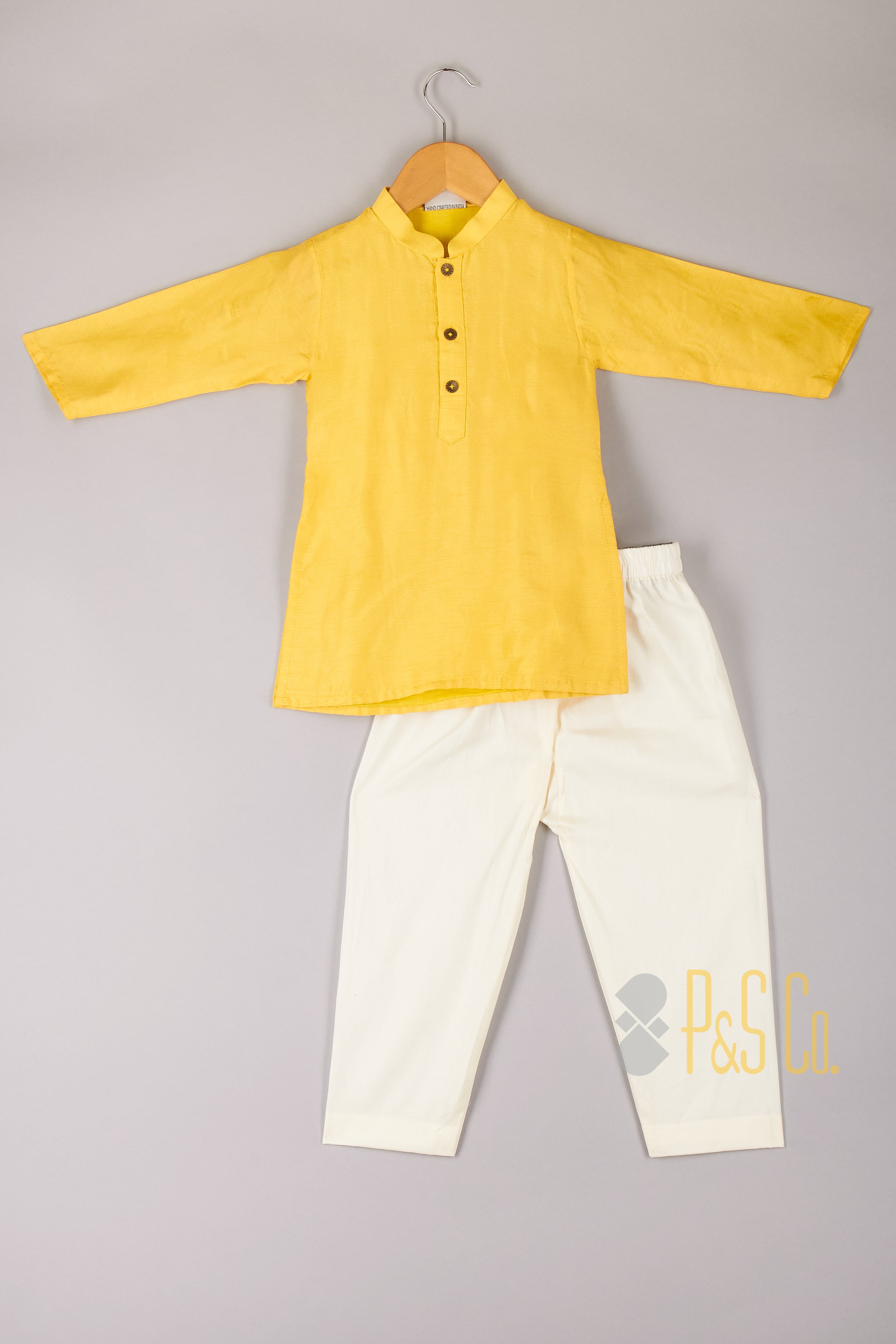  Multi Colour Thread Work Jacket with Yellow Kurta and Pyjama - P&S Company