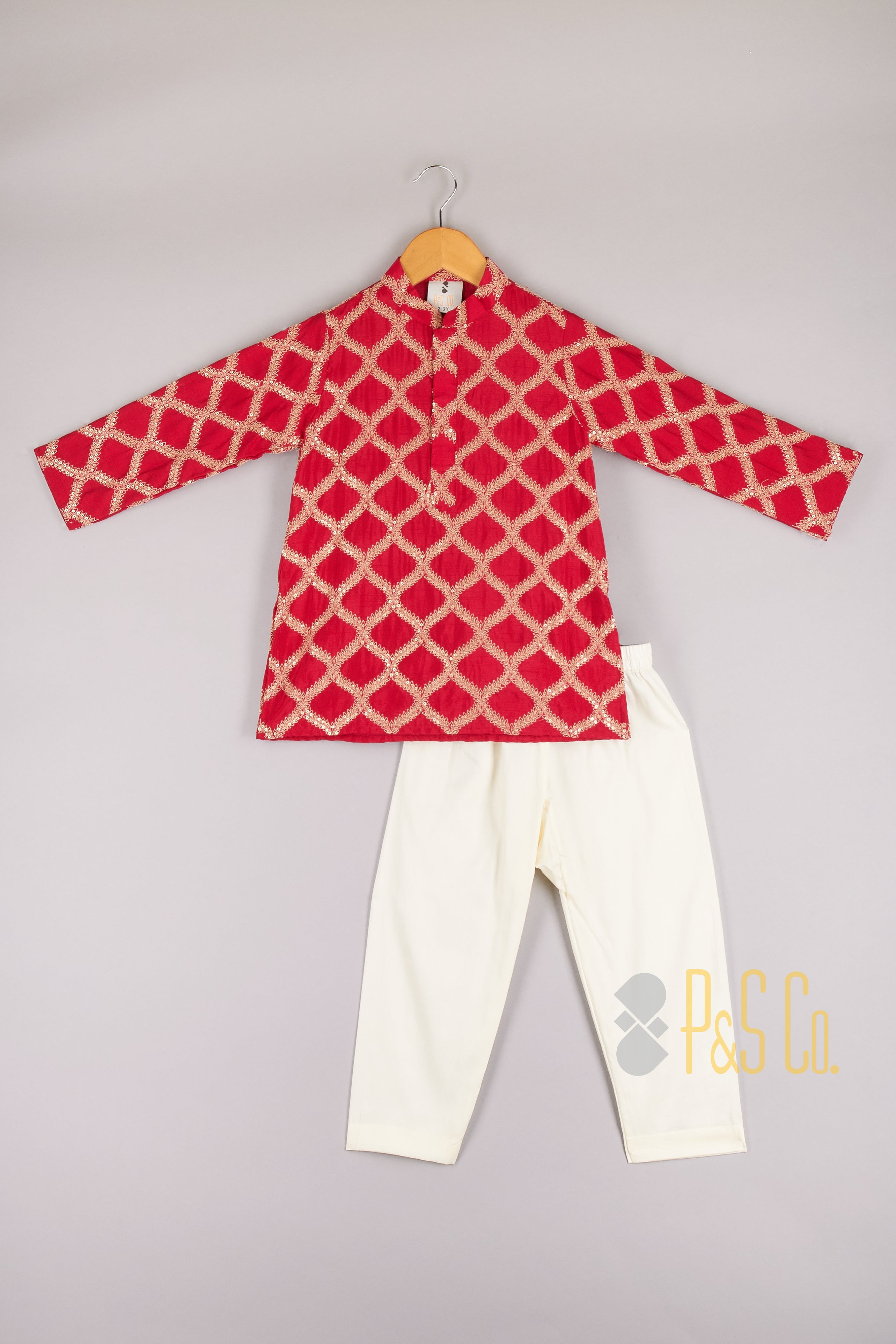Sequin And Threadwork Kurta With Pyjama - P&S Company
