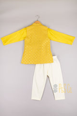 Sequin And Threadwork Open Jacket With Kurta And Pyjama - P&S Company