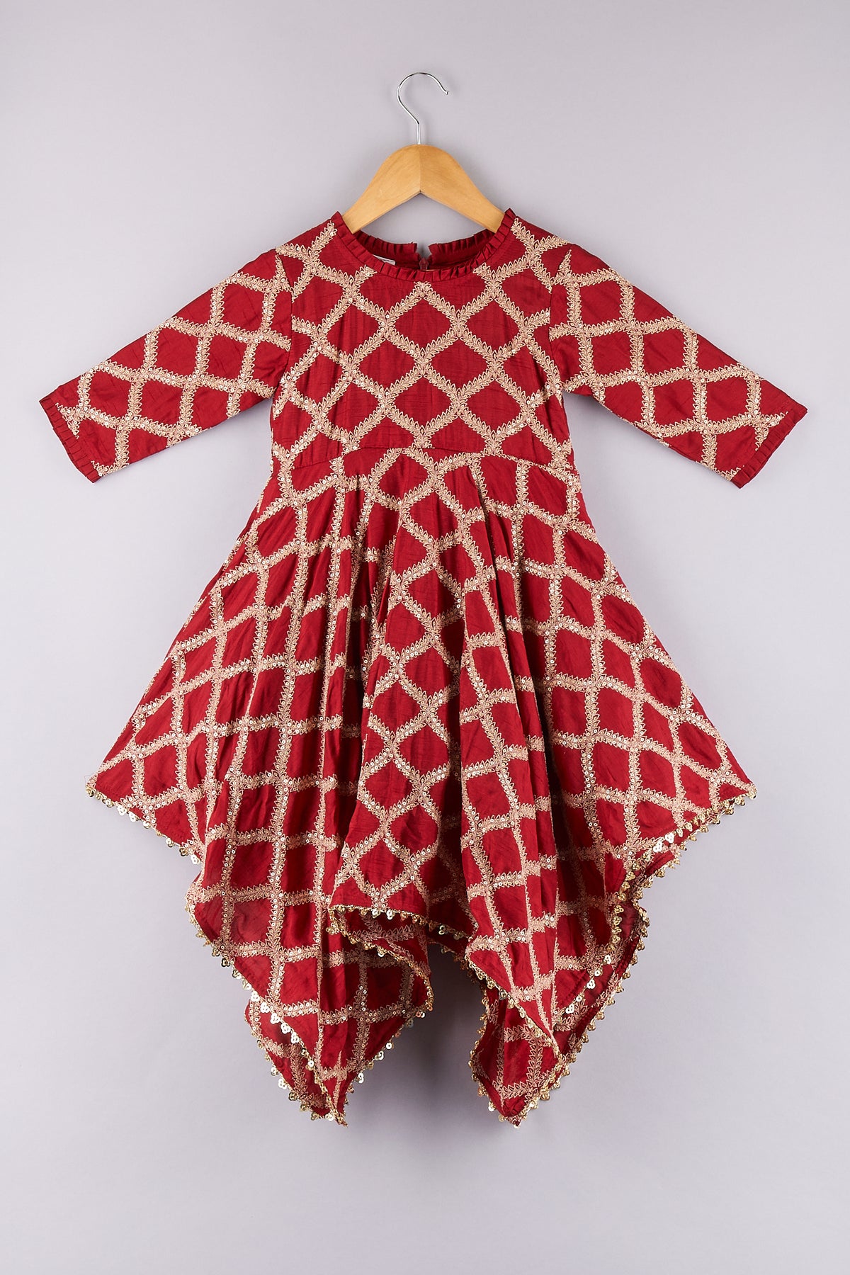 Sequin And Thread Embroidered Asymmetric Dress - P&S Company