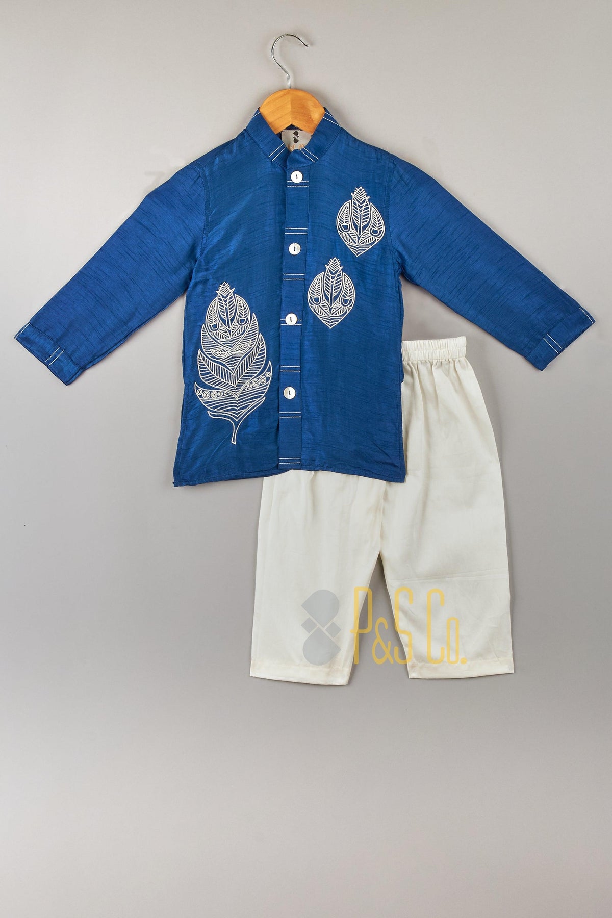 Blue Embroidered Kurta Pajama Set - P&S Company