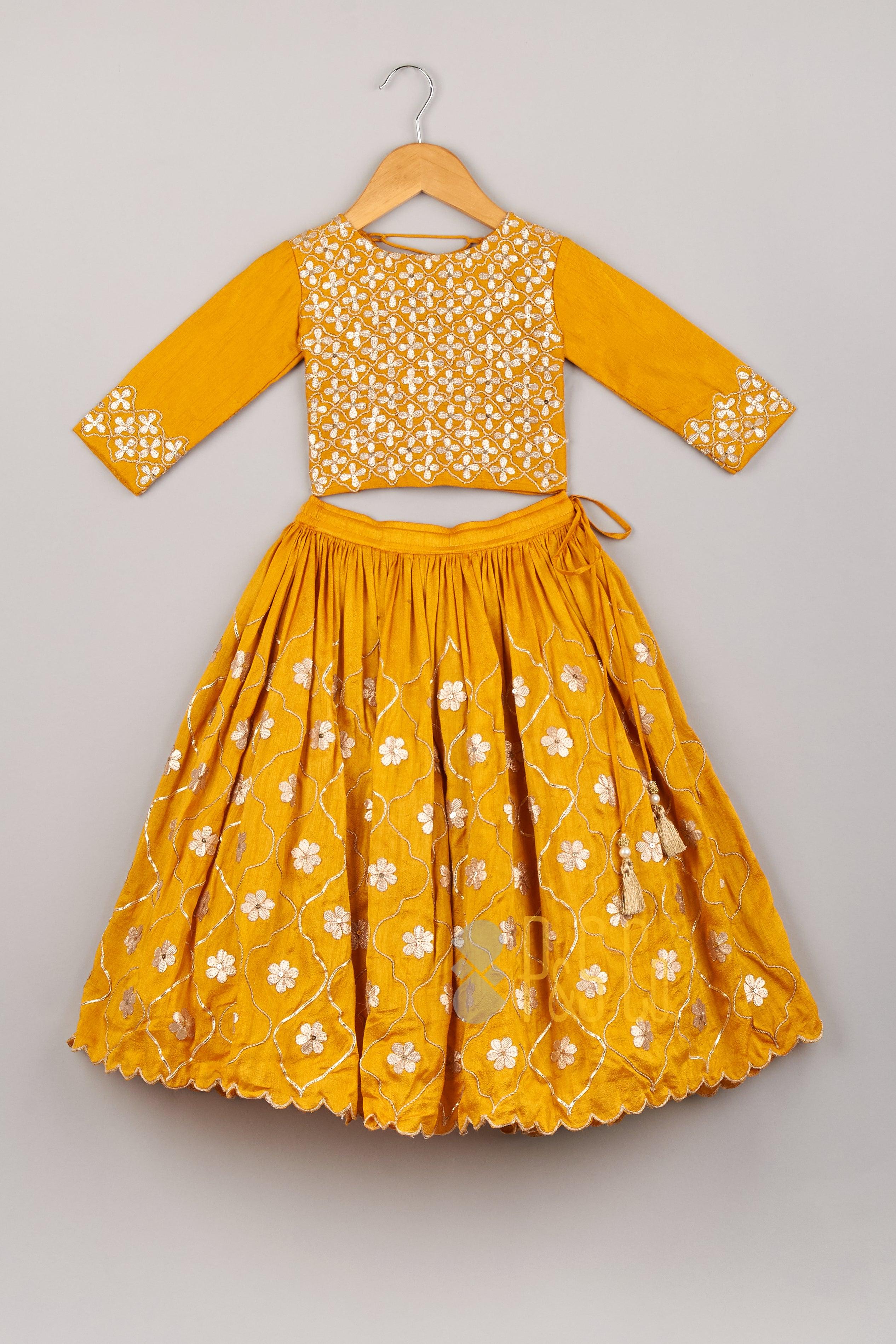Floral Gota Work Top with Lehenga - P&S Company