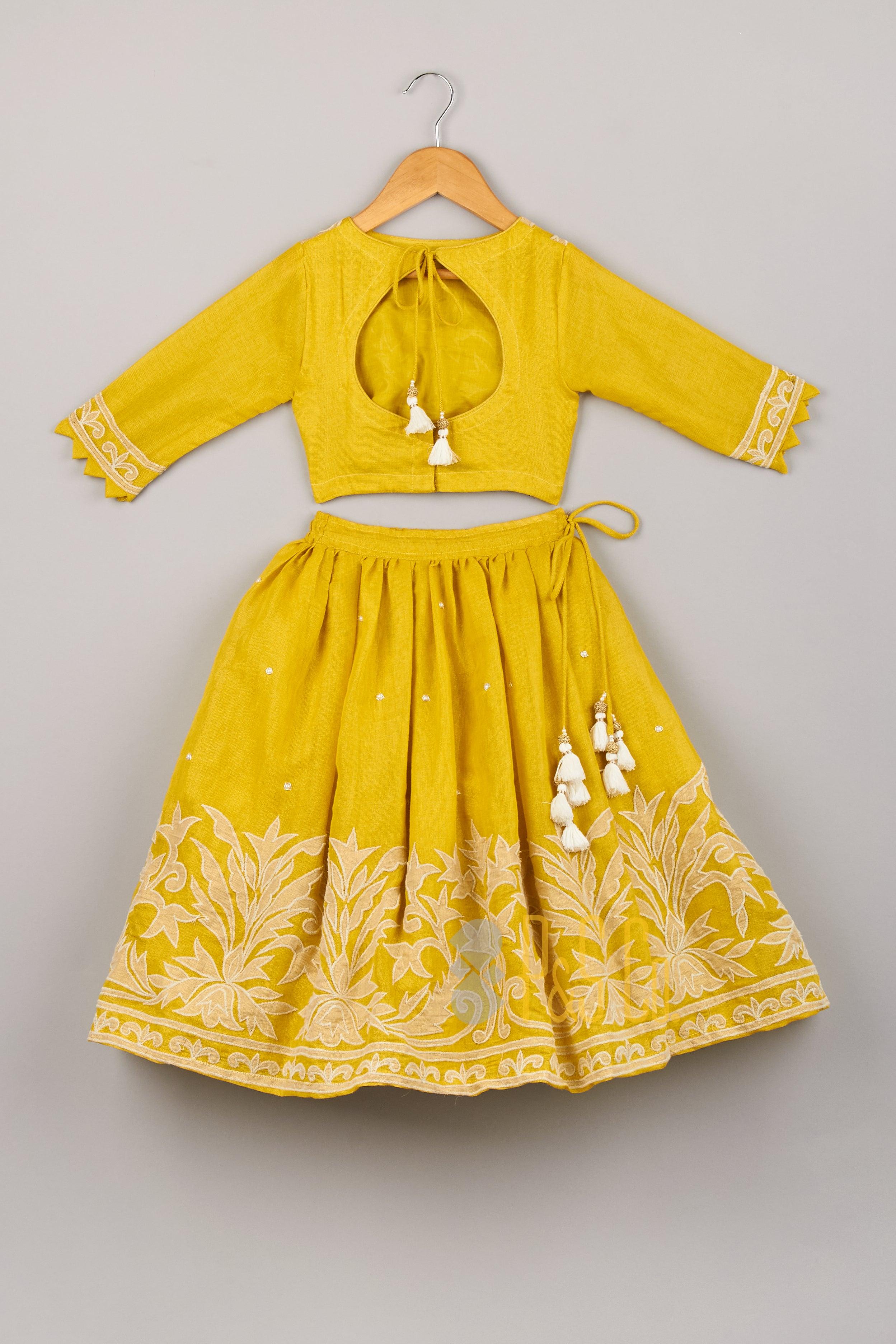 Embroidered Top With Lehenga And Applique Work Dupatta - P&S Company
