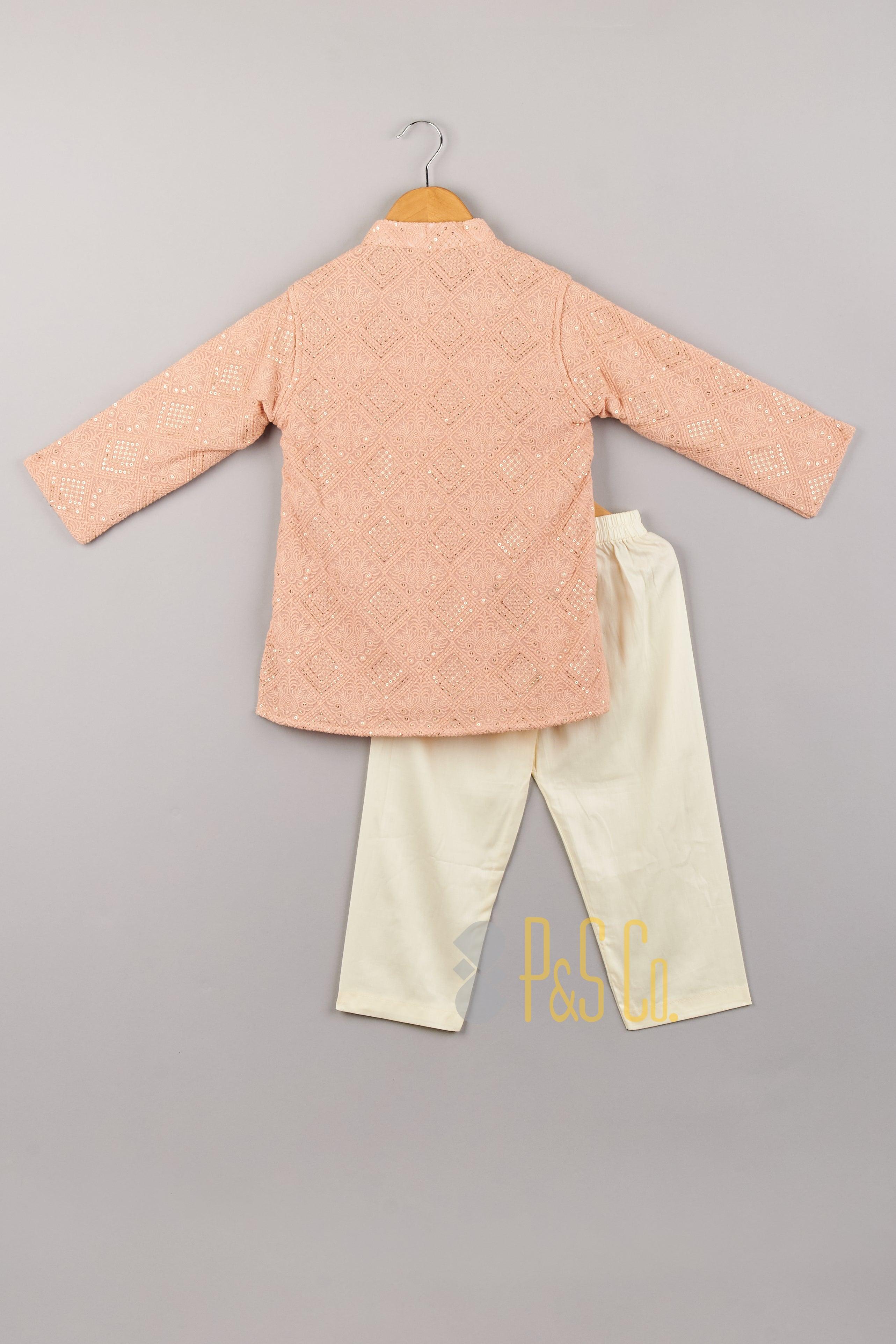 Chikankari Embroidery Sequin Work Kurta And Pyjama - P&S Company