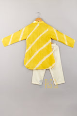 Yellow tie-die kurta with pant set - P&S Company