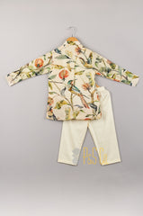 Bird And Leaf Print Kurta With Pyjama - P&S Company