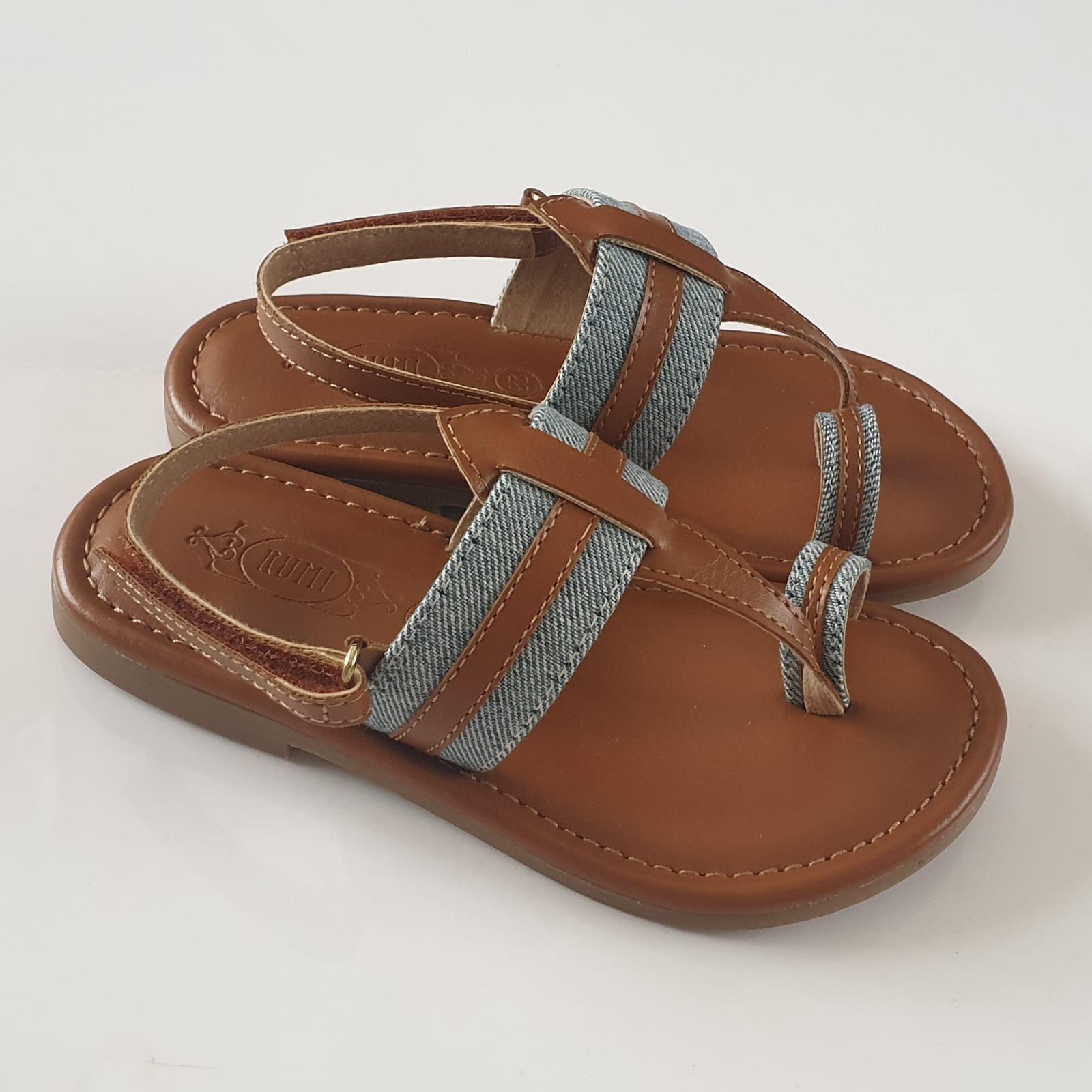 Tan slippers with a denim twist - P&S Company